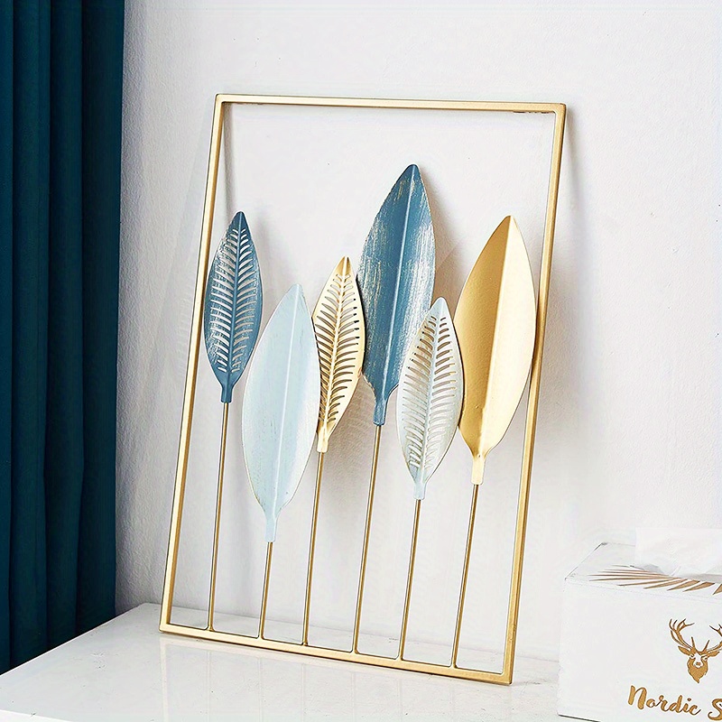 3pcs Metal Wall Decor Modern Leaf Wall Art Golden