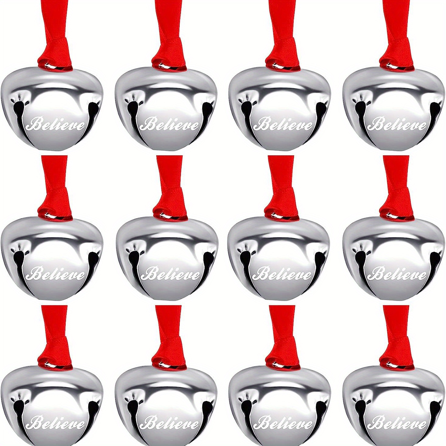 32 Pieces 1.5 Inch Believe Bell Ornaments Silver Sleigh Bell with Red  Ribbon for Christmas Tree Home Decor (Gold) Polar Express Christmas Bell