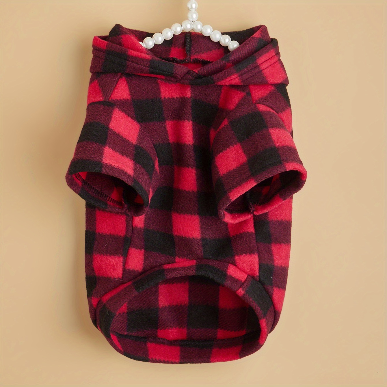 TEMU 1pc Red Plaid Dog Sweatshirt Pet Hoodie Clothes For Dogs And Cats Apparel In All Seasons