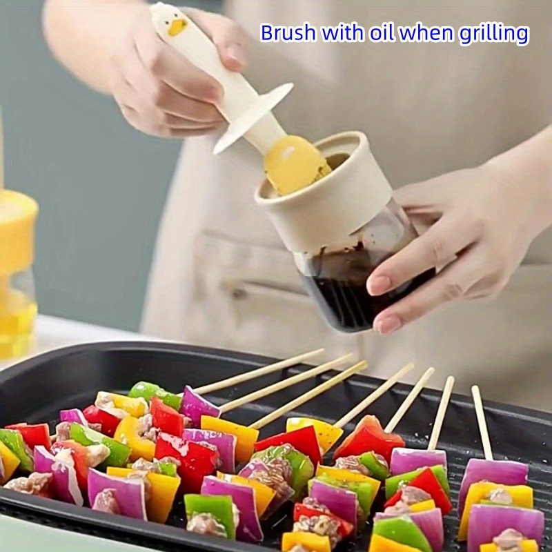 1pc oil dispenser bottle with brush 2 in 1 kitchen olive oil container with silicone pastry basting brush for cooking vinegar sauce bbq grill frying details 10