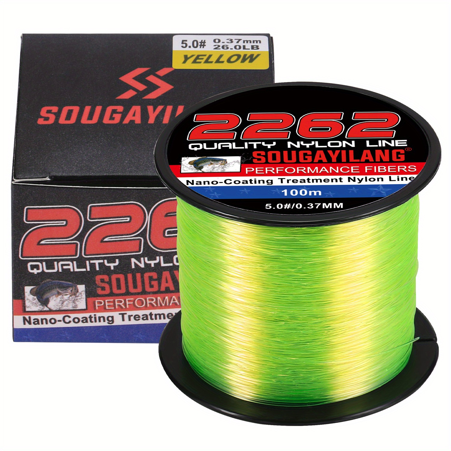 Sougayilang 100M Red/Green Nylon Fishing Line Super Strong