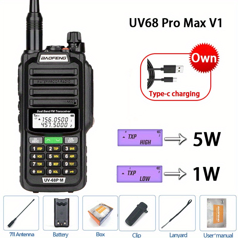x Baofeng UV-9R Plus 8W Ham Radio Handheld Dustproof & Waterproof IP67 Dual  Band Two Way Radio Walkie Talkie with 2Pack Battery,771 Antenna and