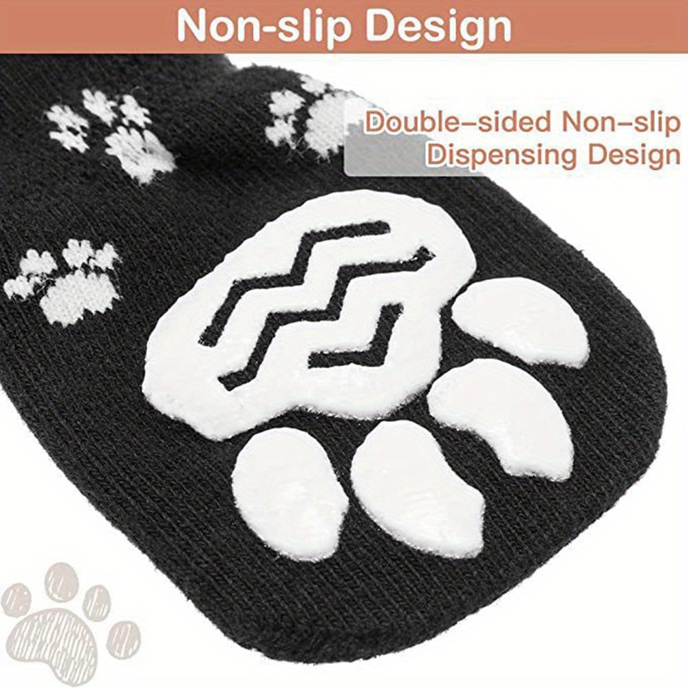 Adjustable Dog Socks Shoes with Anti-Slip Waterproof Rubber for Outdoor Traction Control - Puppy Pet Paw Protectors with Easy Fasten Tape, Ideal for Hardwood Floors, Available in Black, Red, and Brown Designs, Dog Walking Shoes