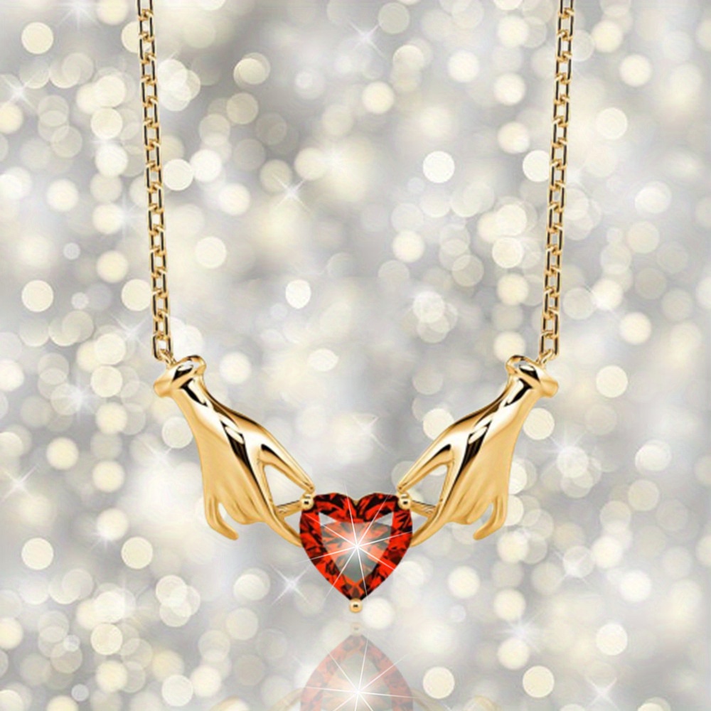 creative fashion elegant heart shaped pendant necklace decoration accessories girls festival birthday confession gift details 3