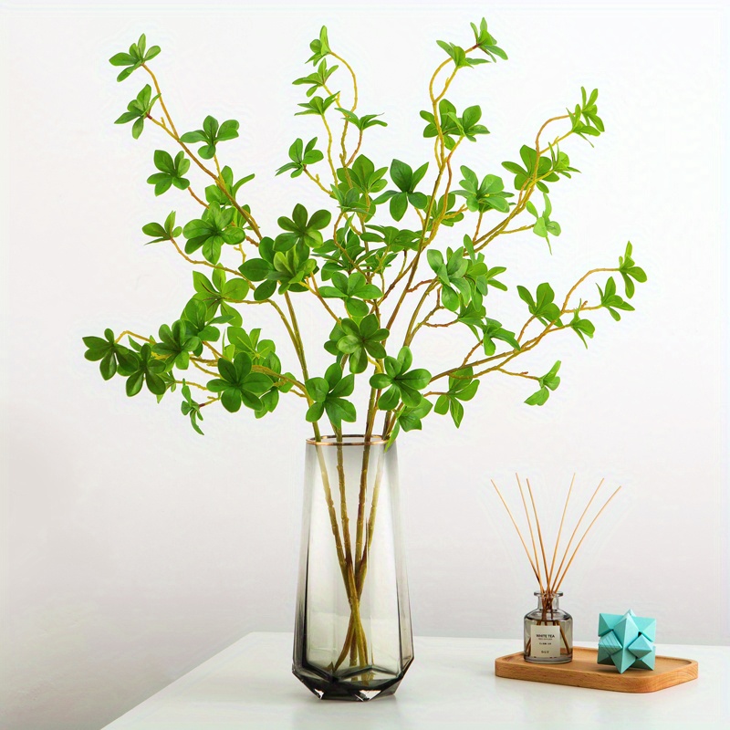 6pcs Artificial Lotus Leaf Stems, Faux Green Stems Branches Leaf Stem, Fake  Green Bushes Shrubs Ficus Twig Stems For Vase