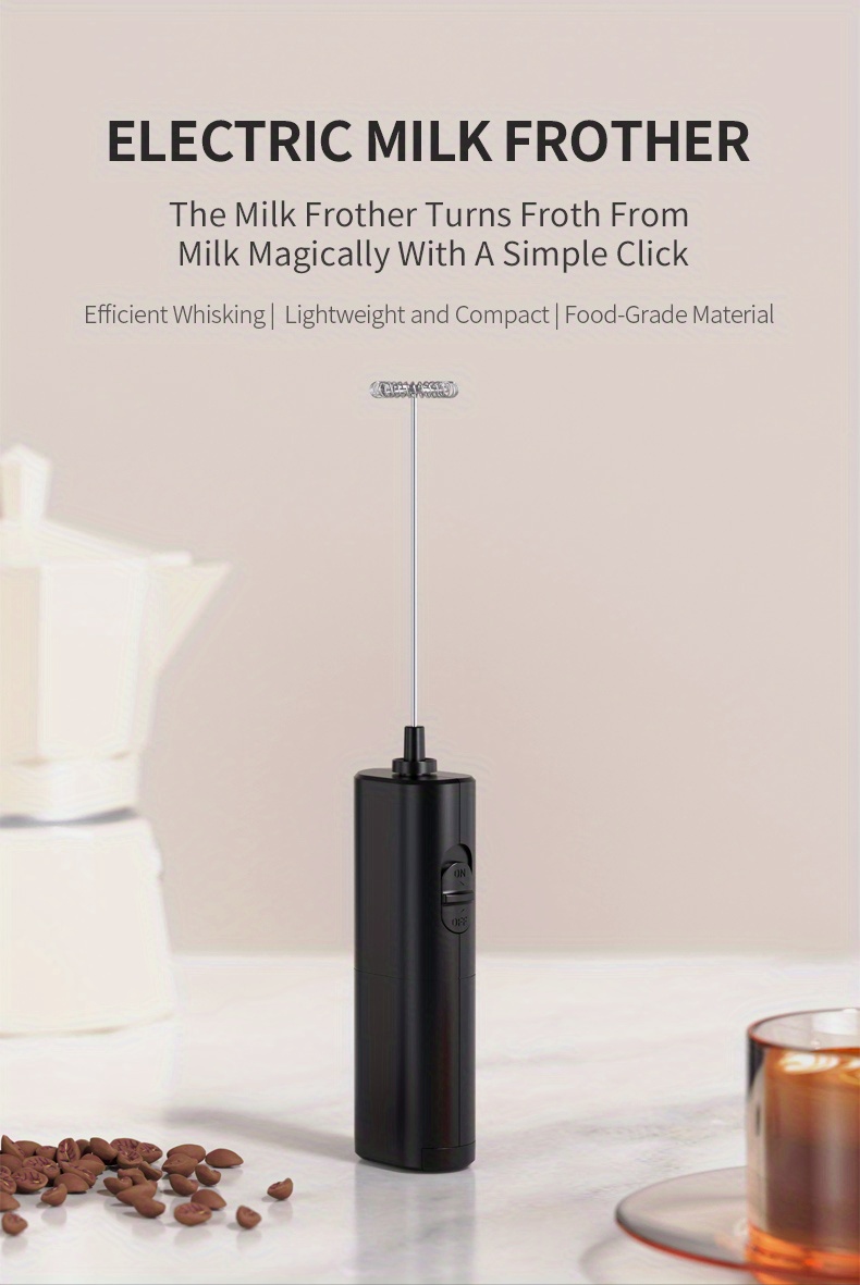 1pc Black Electric Frother, Mini Handheld Wireless Milk Frother, Small  Household Cafe Latte Maker