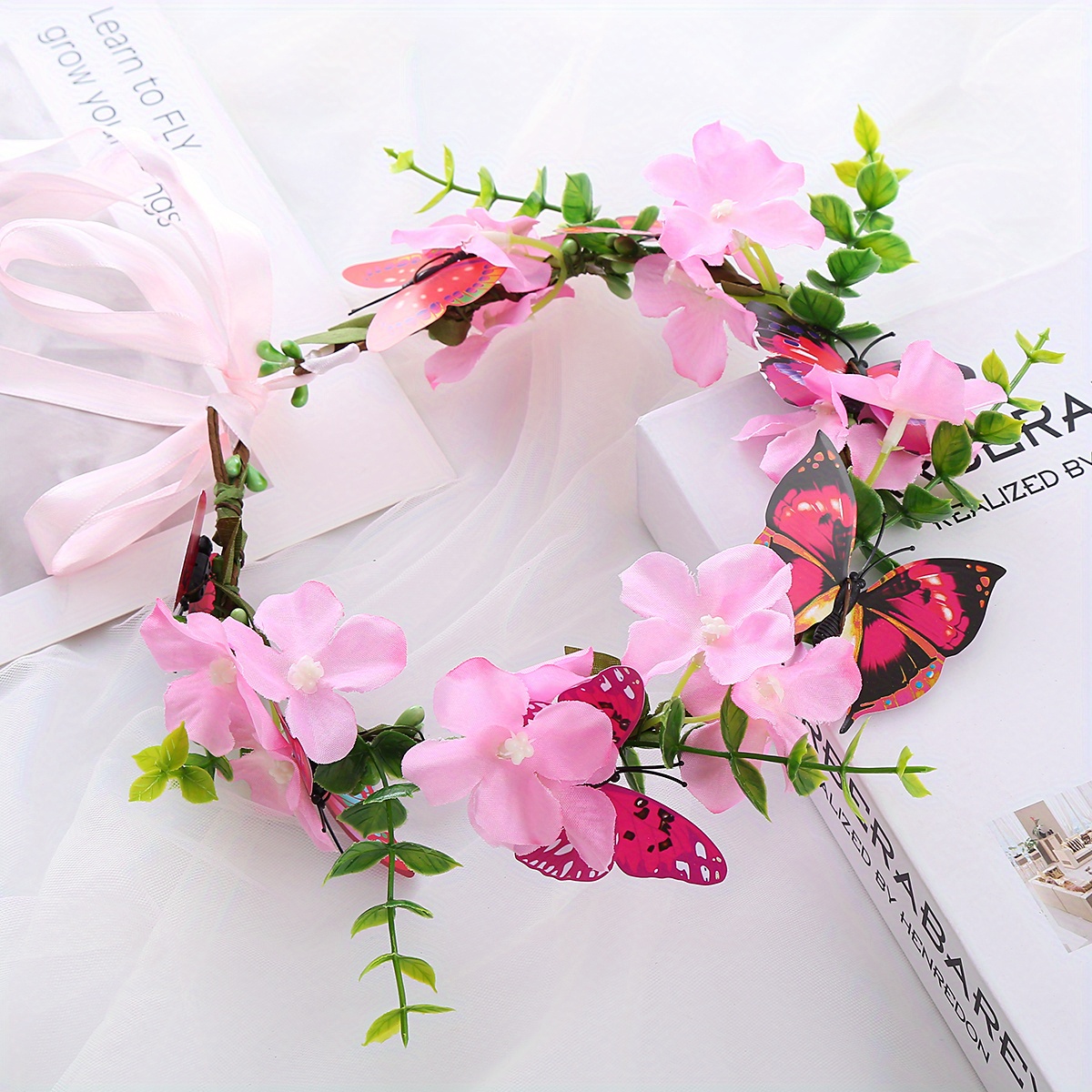 6 Butterflies Pink and Purple Artificial Fake Butterfly Hat Embellishments  Bouquet Wreath Fairy Flower Crown Flower Arrangement 