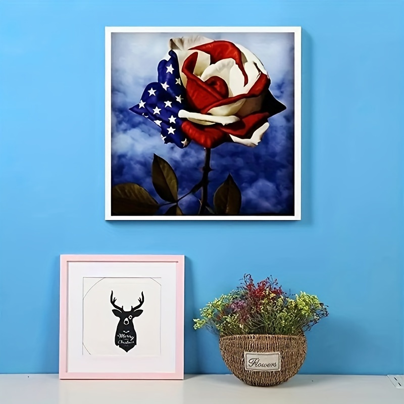 

1pc 5d Diy Artificial Full Diamonds Painting Set For Adults Beginners, Flag Rose Pattern Frameless Diamonds Art For Home Wall Decoration And Gift 30*30cm/11.8inx11.8in