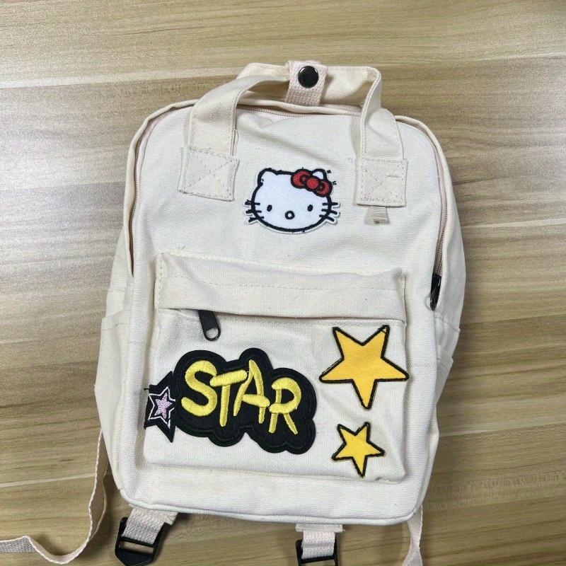 Stylish Hello Kitty Pattern Backpakc, Zipper School Bag, Kawaii Trendy