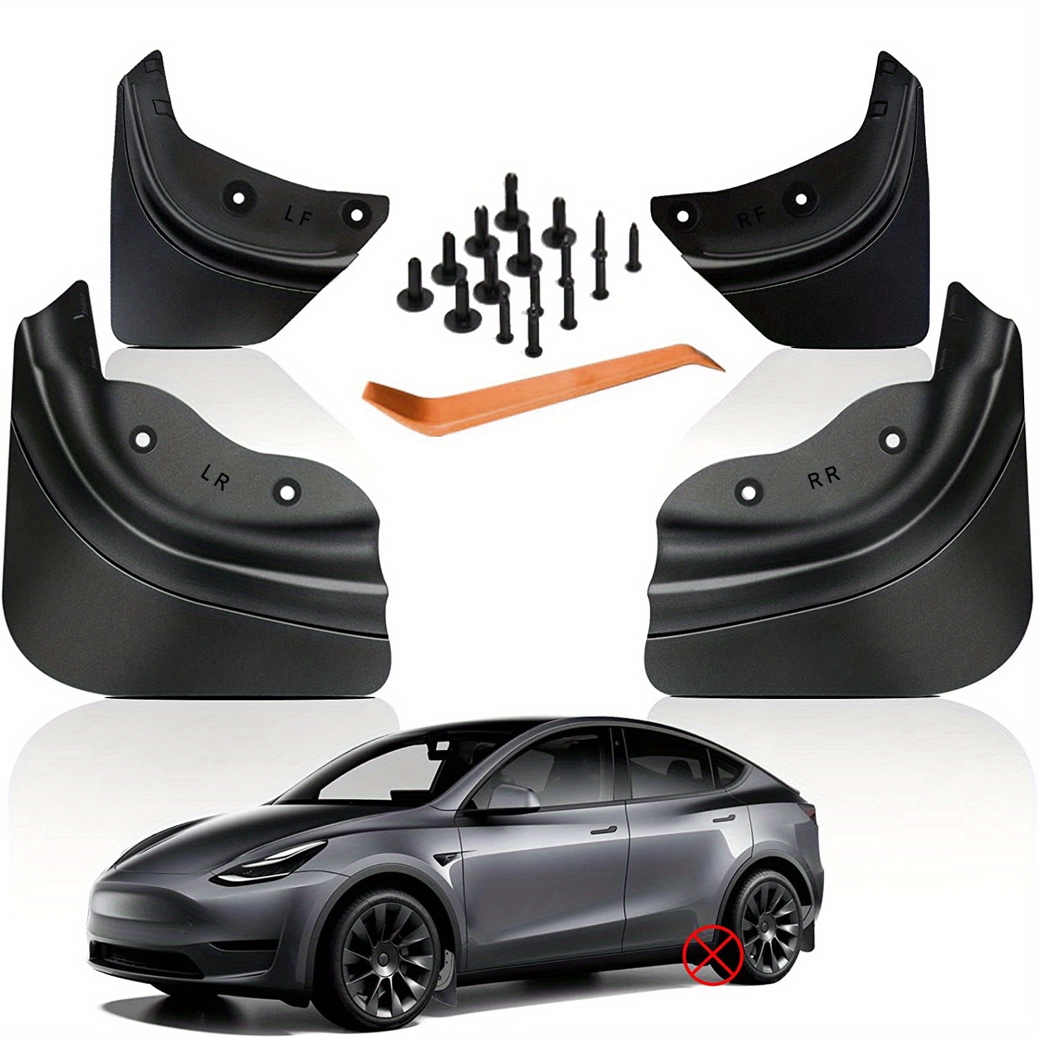 4-Piece Mud Flaps Set for Tesla Model Y - 2021-2023 - No Drilling Required  - Car Accessories Splash Guards