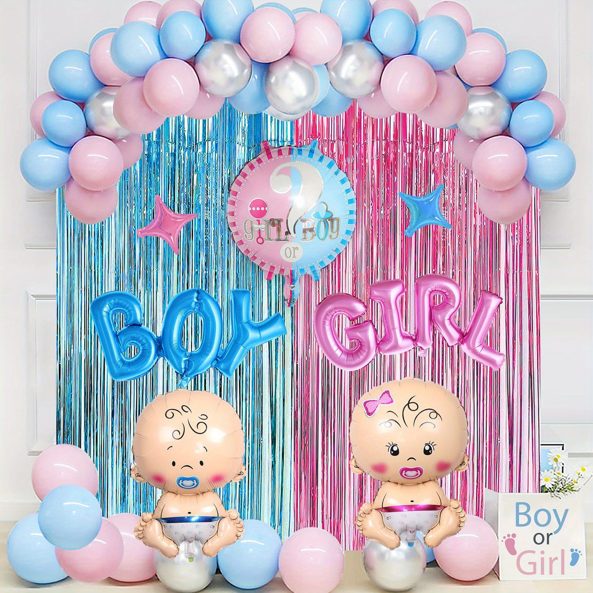 Juego de decoración fiesta revelación género bebé, globo de revelación de  género de niña o niño