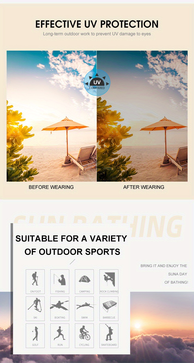 Mens Cycling Mountaineering Running Polarized Sunglasses Uv Protection