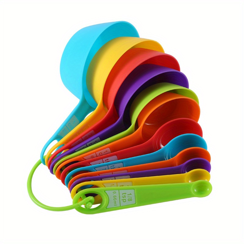 Multicolour Plastic Measuring Spoons,12 Piece Set, Used for Measuring Dry & Liquid  Ingredients.