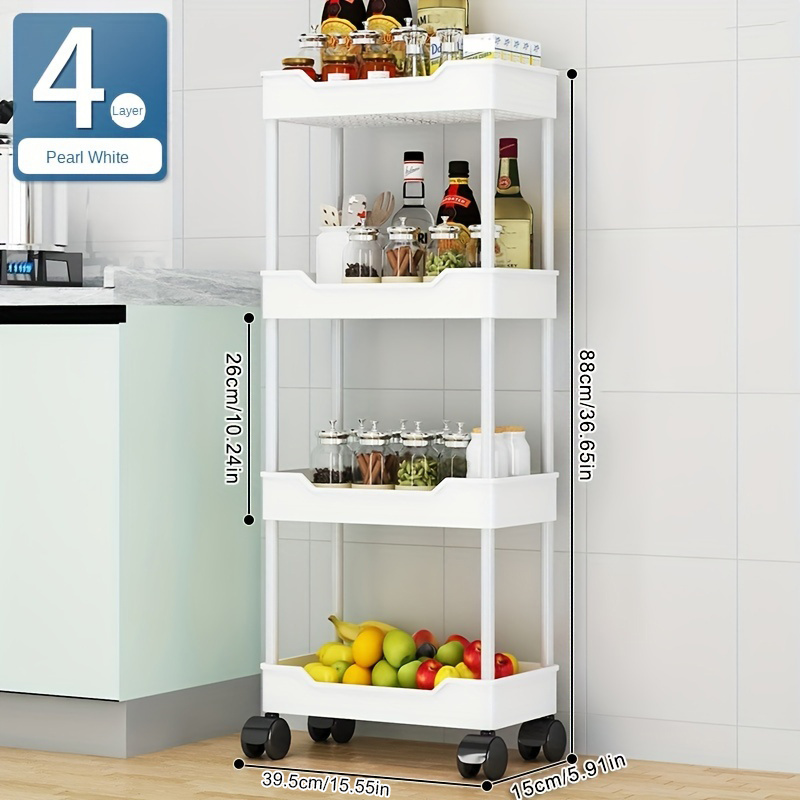 Kitchen Storage Rack Floor Multi layer White Movable - Temu