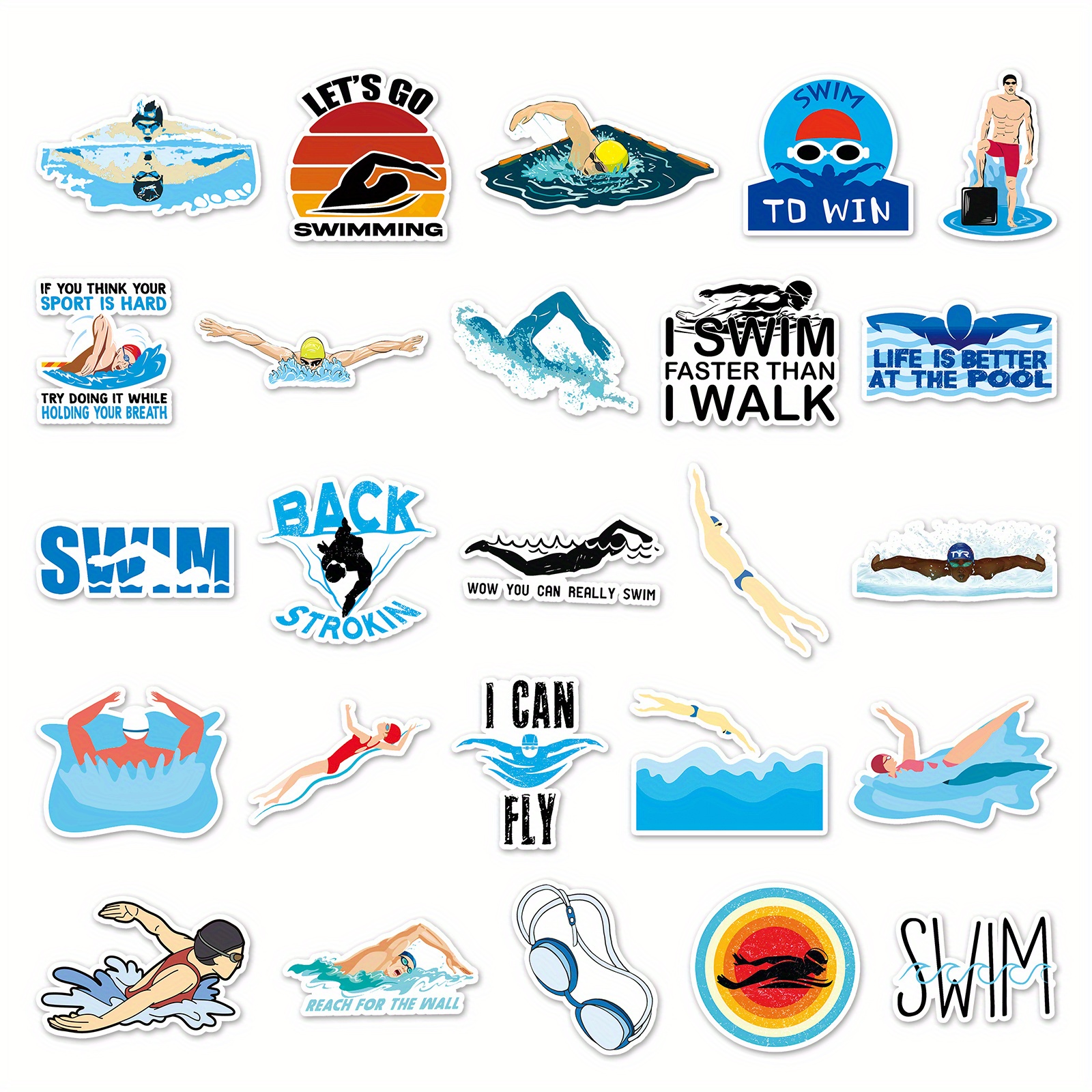 50 Pcs Natation Graffiti Autocollants Sports Sports Autocollants DIY  Planche À Roulettes Bagages Dessin Animé Graffiti Étanche Autocollants -  Temu Belgium