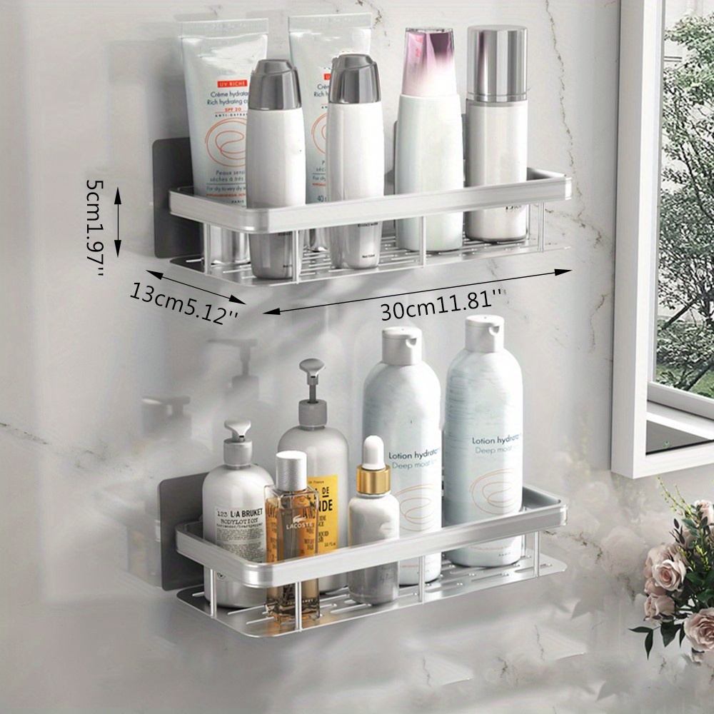 2 Tier Bathroom Storage Rack, Punch-free Bathroom Hanging Shelf, Wall  Mounted Bathroom Tray, Cosmetic Storage Basket, Shampoo Shower Gel Holder  Organizer, Bathroom Accessories - Temu