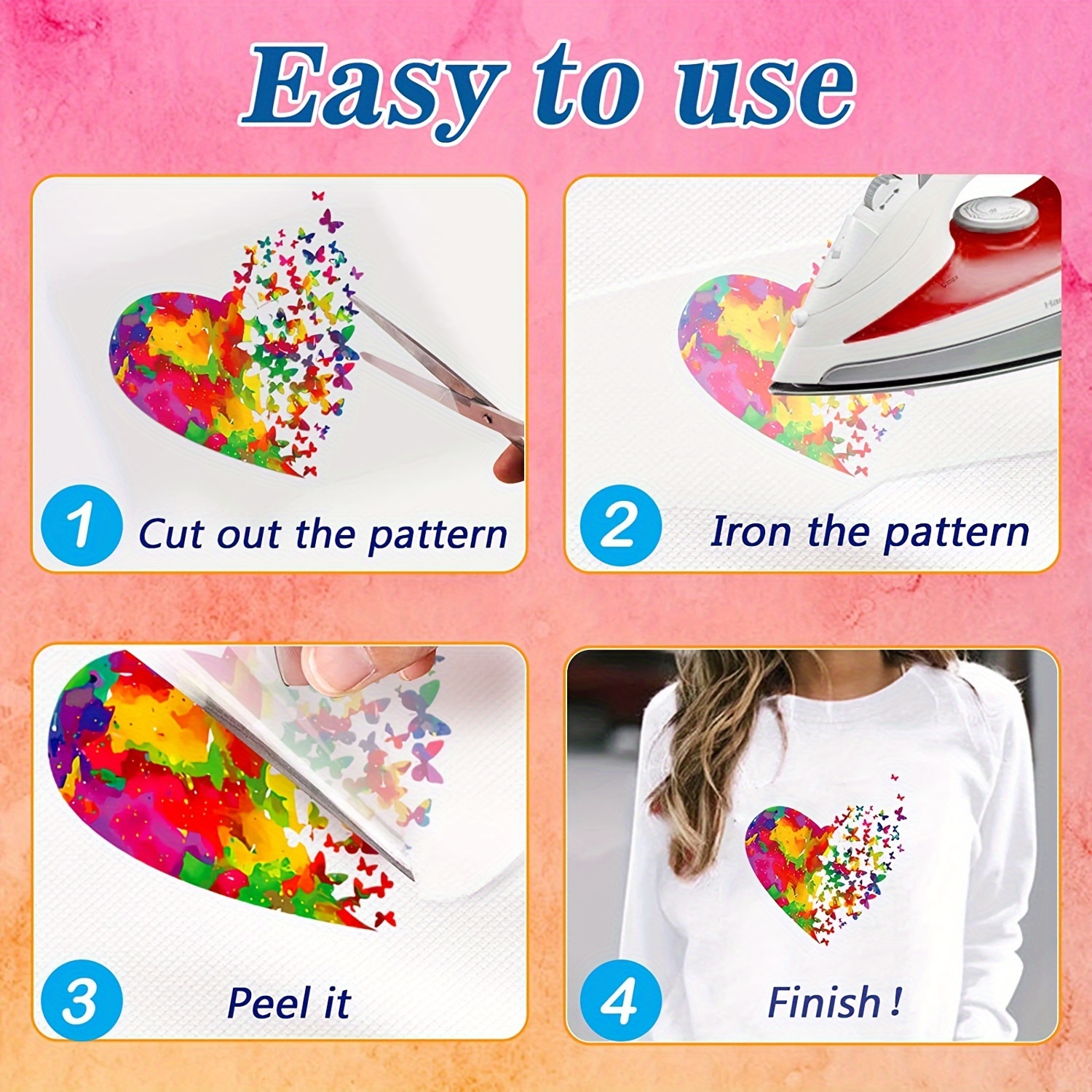 Watercolor Feather Theme Ironon Transfer Stickers, Design Decals Heat