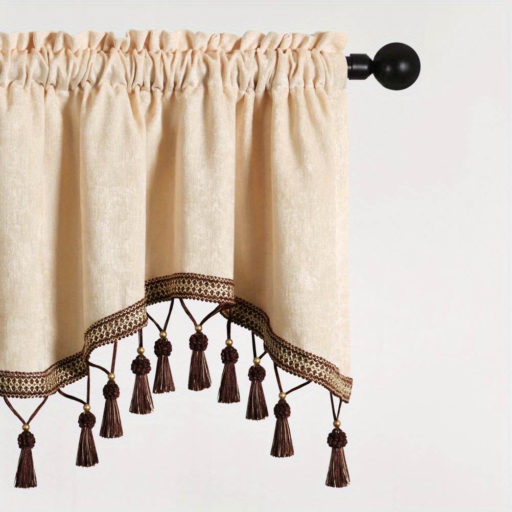 European Style Chenille Window Valance Tassels Soft Stylish Temu