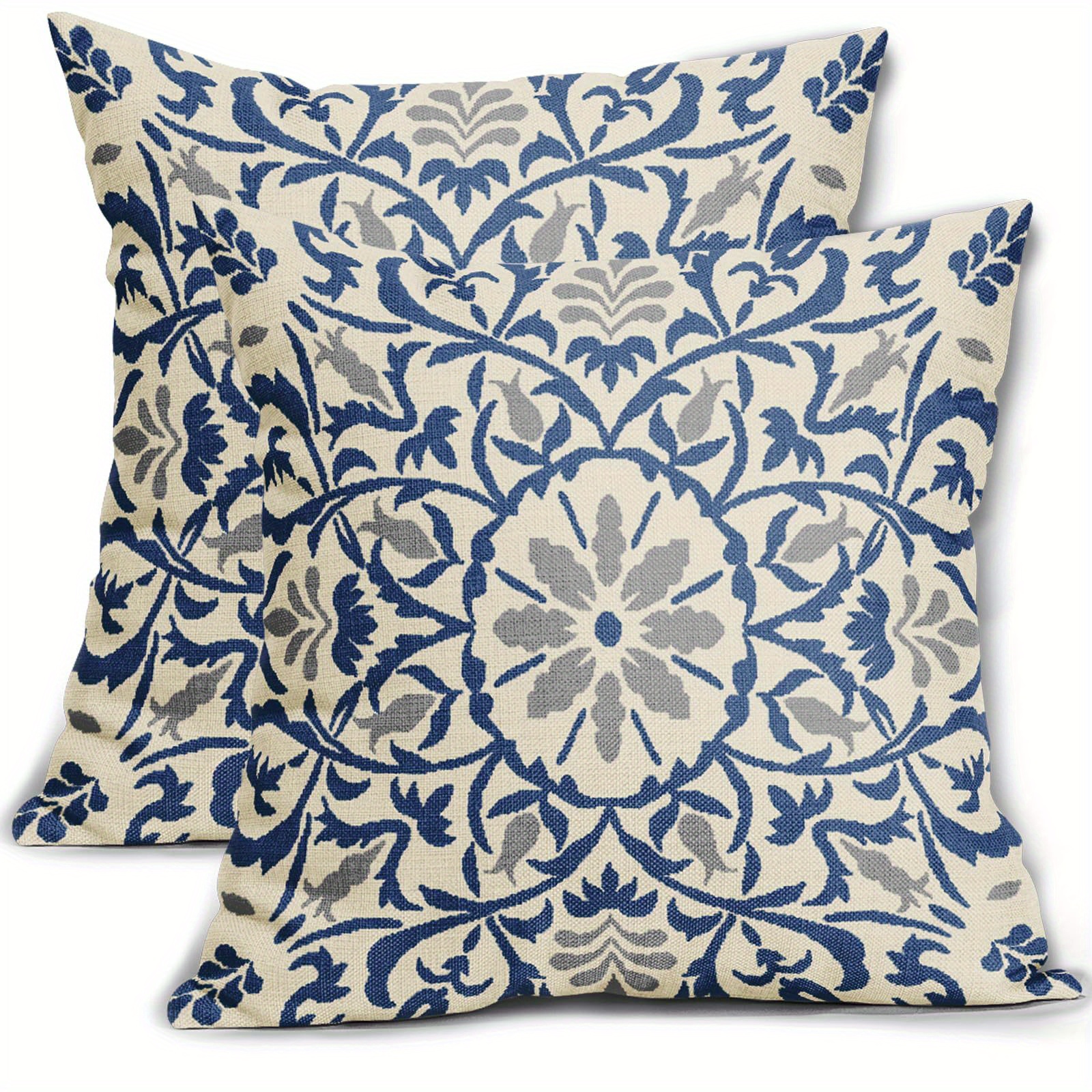 Navy blue 2024 floral throw pillows