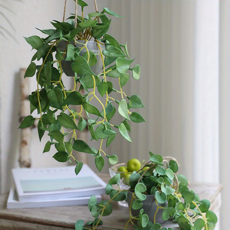 Briful Artificial Hanging Plants with Pot 17'' Fake String of Heart Vines  Plants Faux Hanging Greenery for Home Room Office Garden Balcony Patio  Front