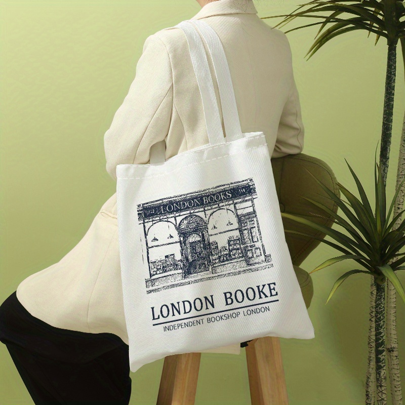 Eyes & Letter Print Tote Bag Shopping Bag Letter Print Canvas Tote Bag  Shoulder Bag, Reusable Shopping Bag and Book Tote Bag, Canvas Shopping Bag