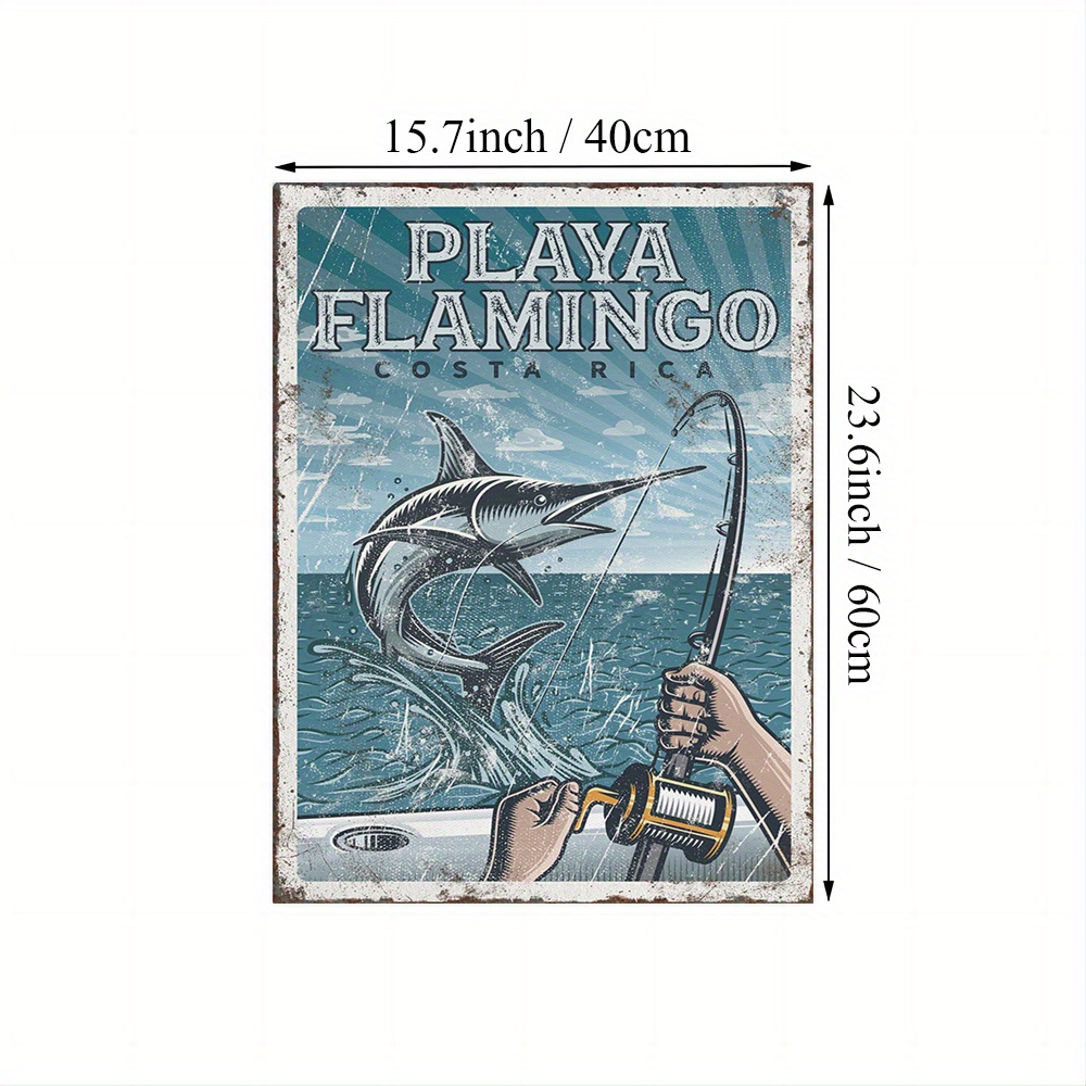 1pc Vintage * Fishing Poster for Beach House Decor - Playa Flamingo Canvas  Print from * Rica - Perfect Wall Art for Fishing Enthusiasts