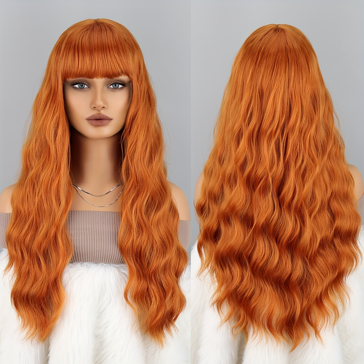 Orange Curly Wigs Bangs Long Burgundy Curly Wave Wigs Women Temu