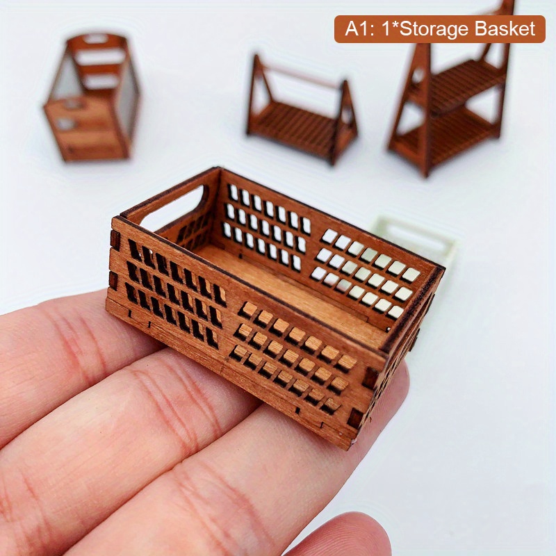 Doll House Mini Wooden Storage Basket Model Small Cloth Doll - Temu