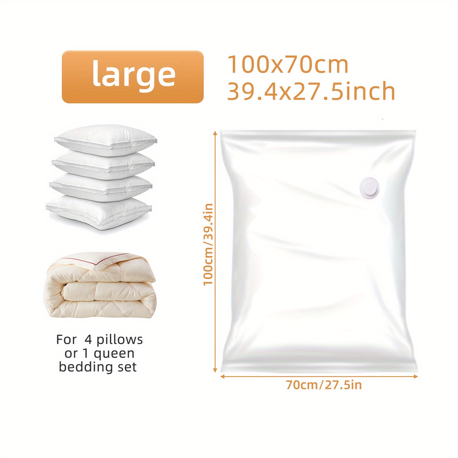 Large Vacuum Storage Bags With Manual Pump, Space Saving Sealing Bags With  Travel Manual Pump, Airtight Compression Bags For Clothes, Pillows, Quilts,  Blankets, Bedding - Temu