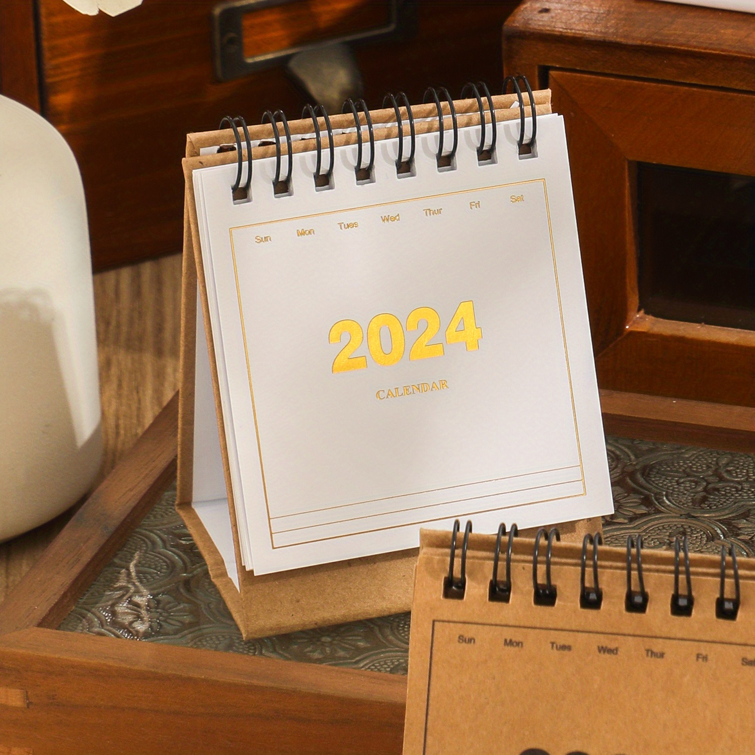 Mini calendrier de bureau en papier Bagasse‐ Commence le lundi