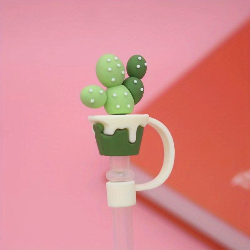 Cute Cartoon Cactus Series Straw Cover Reusable Dustproof - Temu