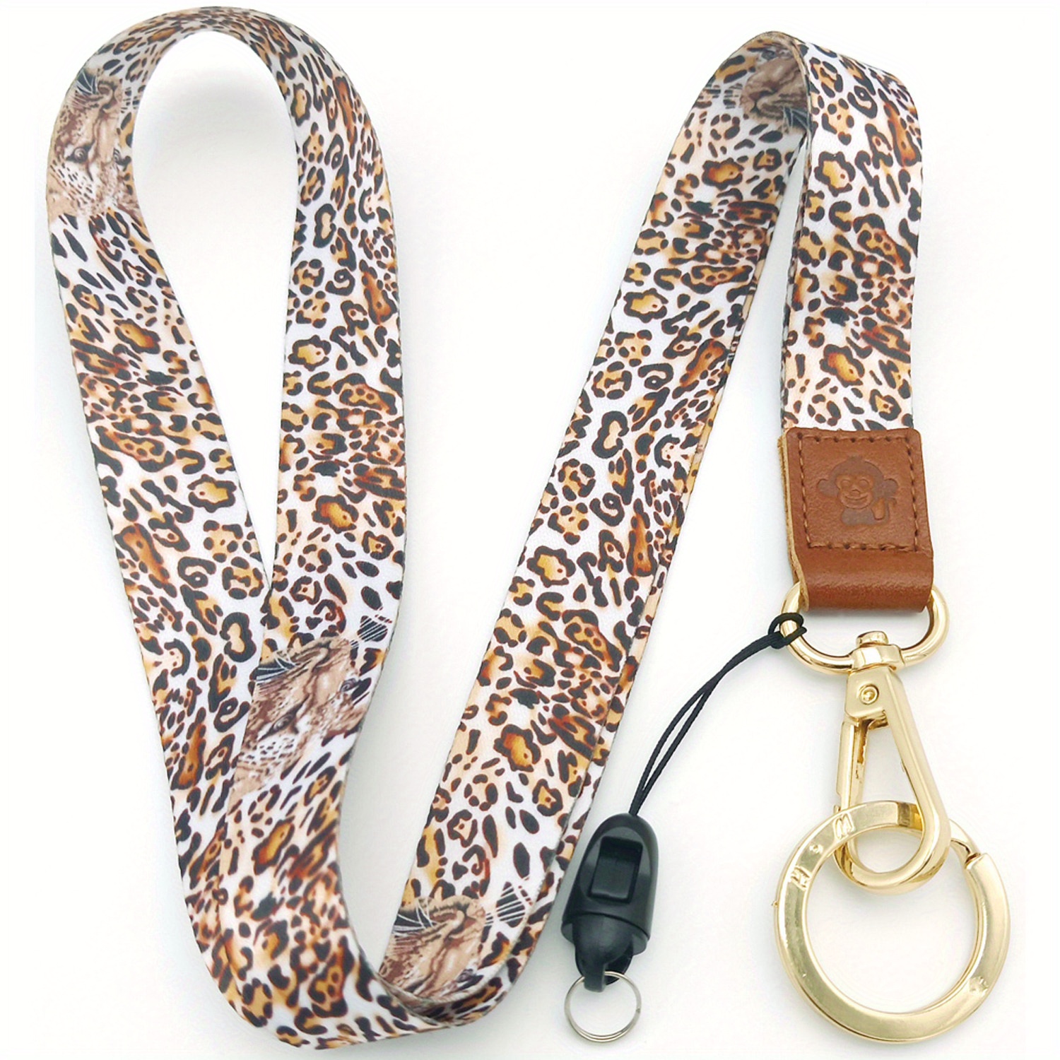 Fashion Rhinestone Wristlet Lanyard Strap Keychain - Leopard