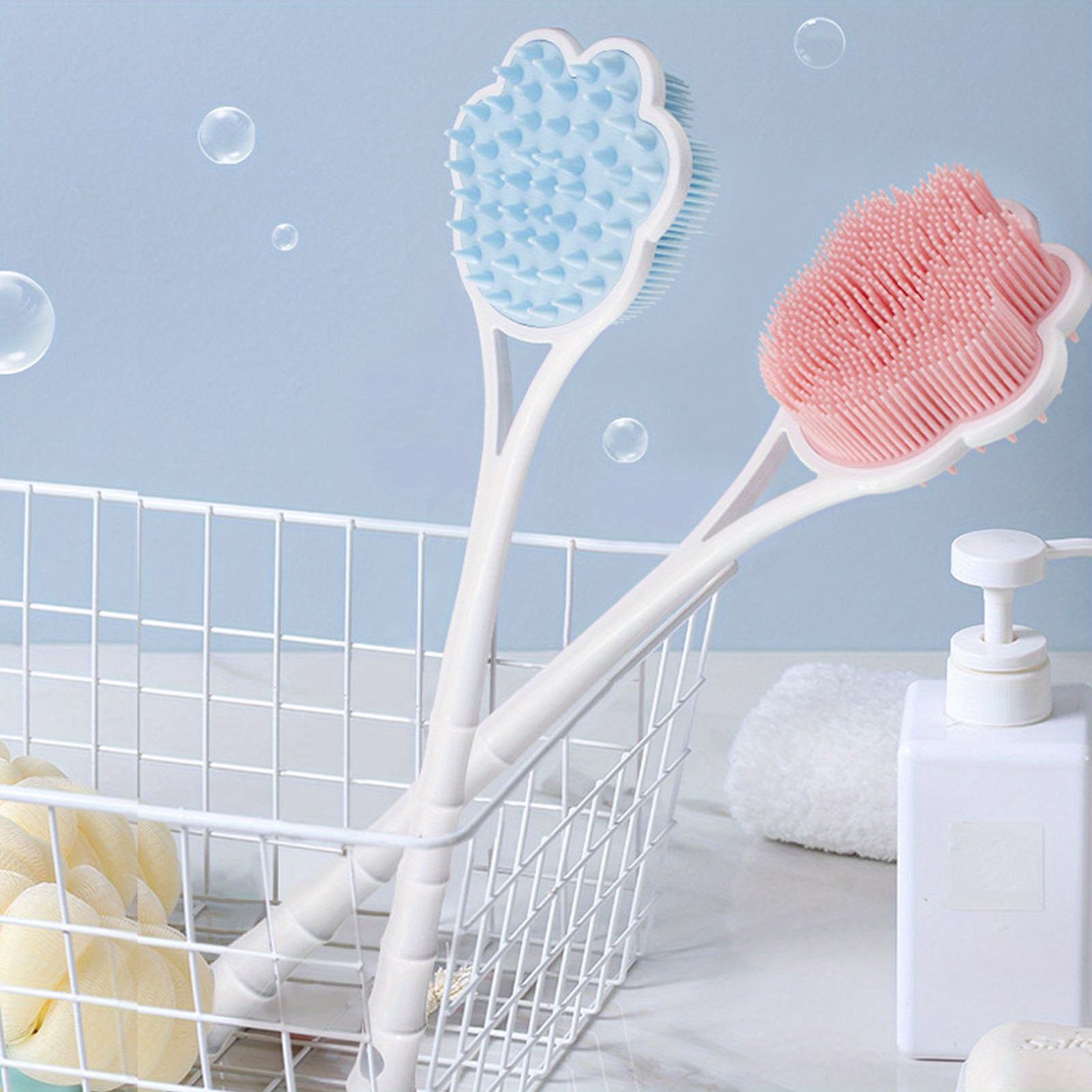 Back bath brush Long handle body brush Shower brush Soap Dispenser  Exfoliating