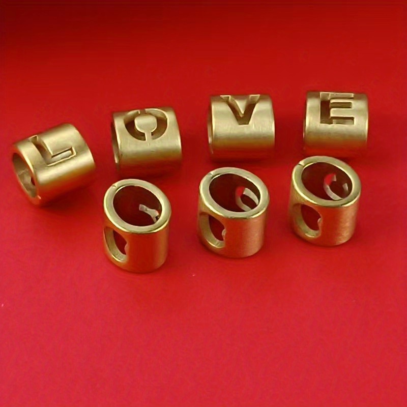 Lucky Letters Love Beads Golden Cylinder Alloy Letter Beads - Temu