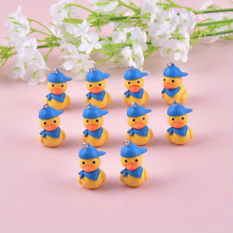 Image of 10pcs Of Cute Cartoon Duck Resin Jewelry Pendants For Earrings And Necklace Additions