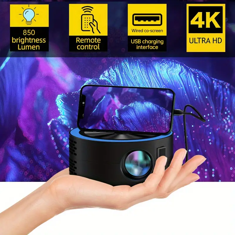 mini portable projector s1 home theater outdoor video compatible with smartphone laptop hdmi usb sd card etc details 0