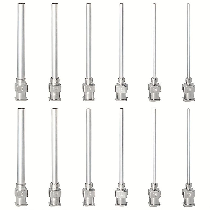 12pcs Stainless Steel Syringe Dispensing Point Glue Needle Set - 6 Sizes  (8g-18g) - Precision Applicator for DIY Crafts, Jewelry Making, and  Industria