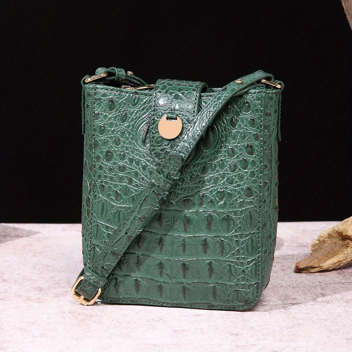 Green Ostrich Embossed Crossbody Leather Handbags Classics Bag