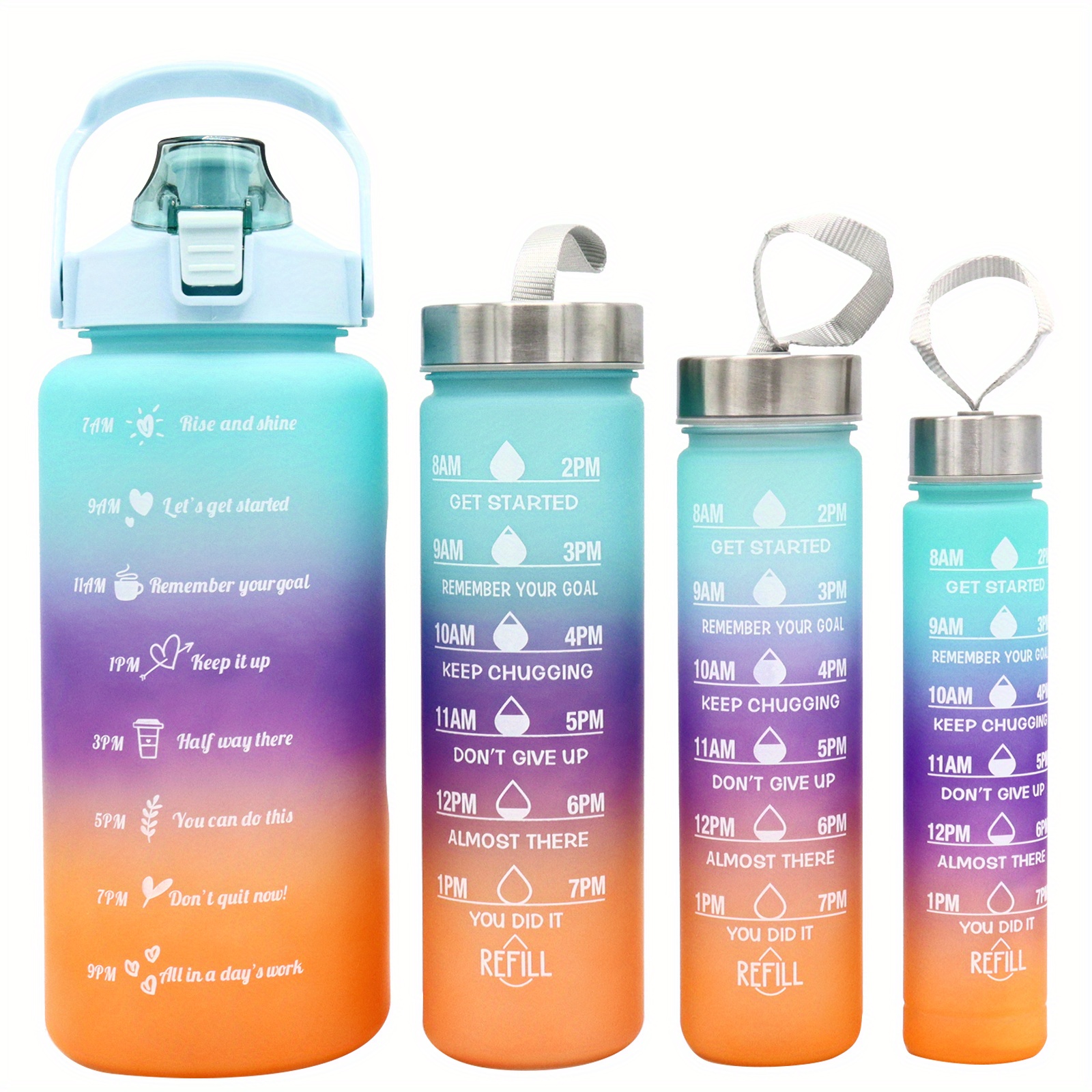 Sports Water Bottle Set Colourful Gradient Push Button Large - Temu
