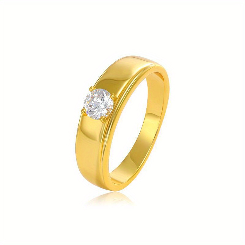 Cl sico 24K Chapado En Oro Redondo Brillante Corte Cubic Zirconia