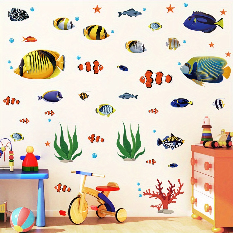 1pc Adesivi Murali Decorativi Bambini A Tema Oceanico Pesci - Temu