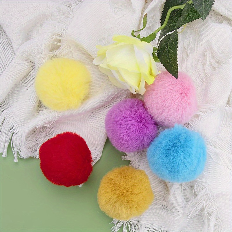 Ciieeo 48 Pcs Faux Fur Pom Balls Pom Pom Fur Balls for Hats Bag Pompoms  Gloves Fluffy Pompom Faux Fur Pompoms for Hats Pompoms for Crafts Knitting