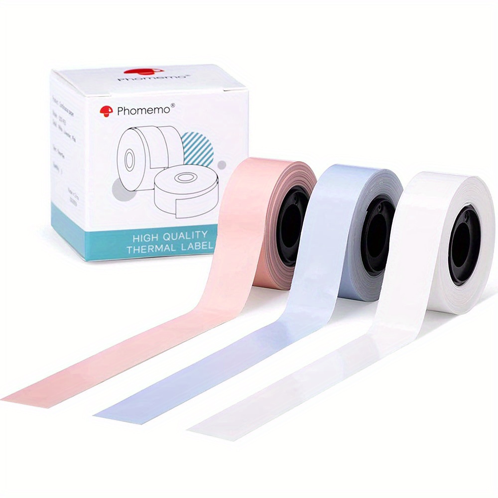 Phomemo Q31 Q32 Q30S Q30 D35 D10 Label Maker Tape, Black On Lavender,  White, Pink Sticker Thermal Paper Self-Adhesive Label Tape, 15mm X 6m  (1/2