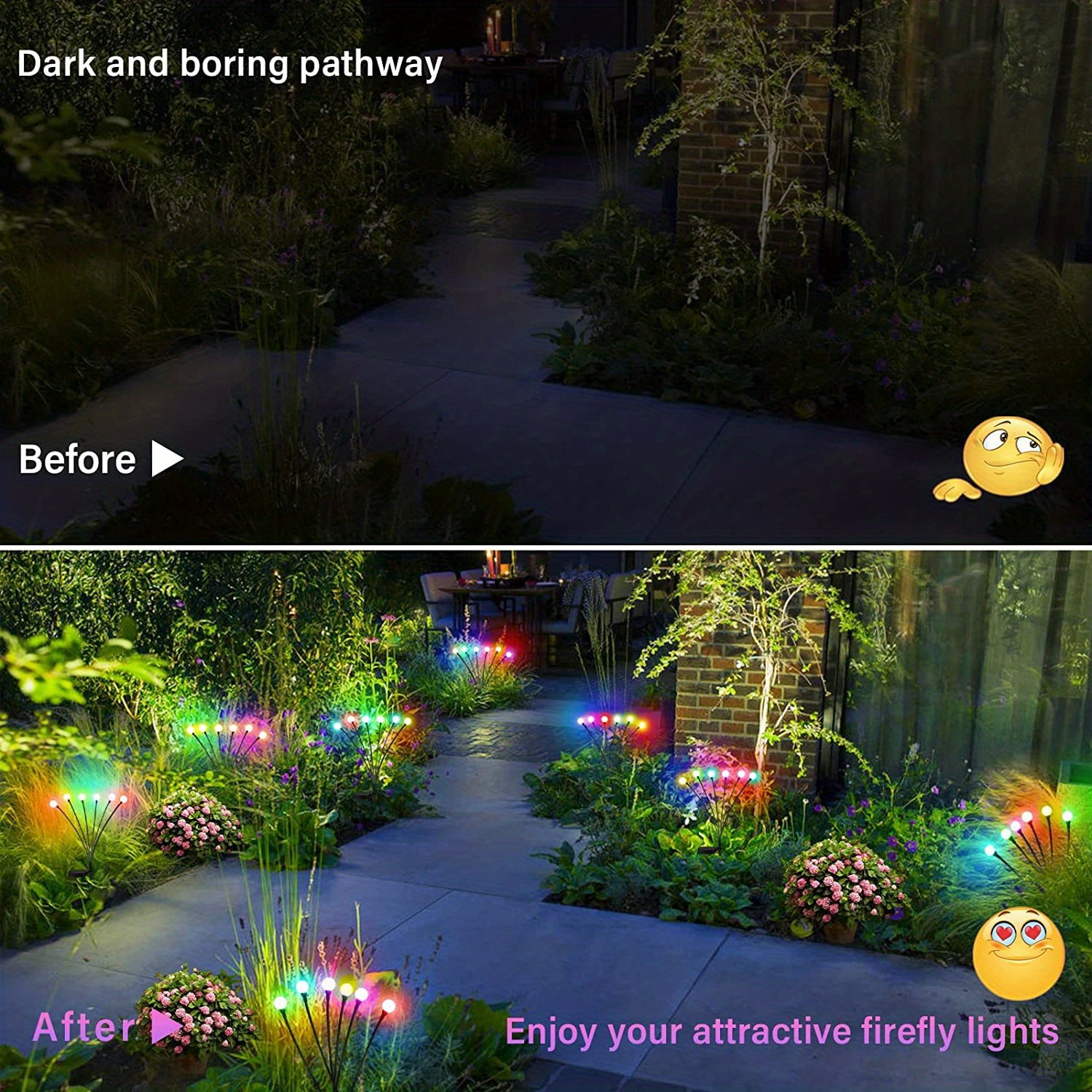 1 2 packs solar powered firefly lights 16led garden lights outdoor waterproof decorative solar outdoor lights with 2 modes light starburst swaying landscape lights for yard patio colorful details 6