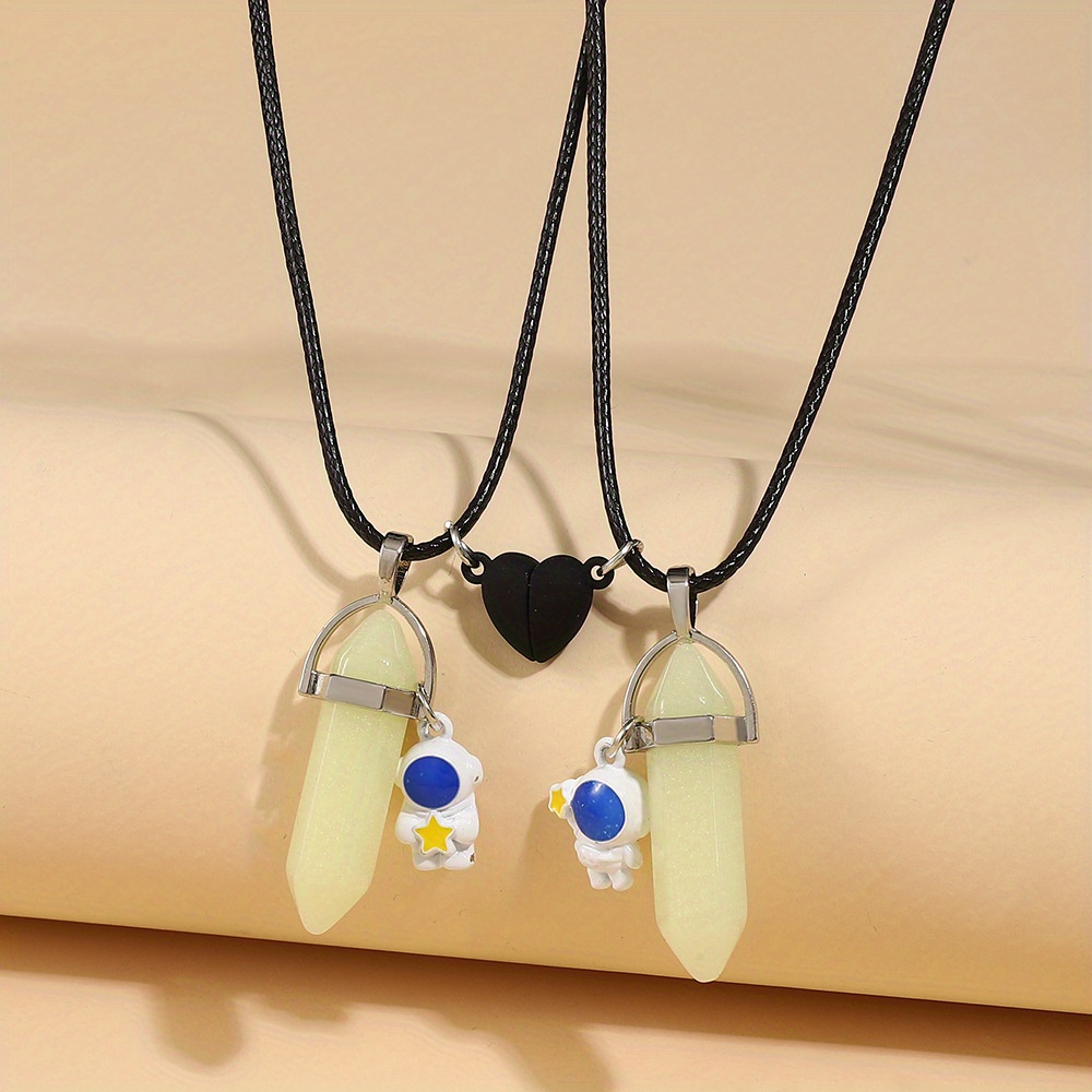 Luminous Hexagonal Column Pendant Couple Magnetic Necklace - Temu