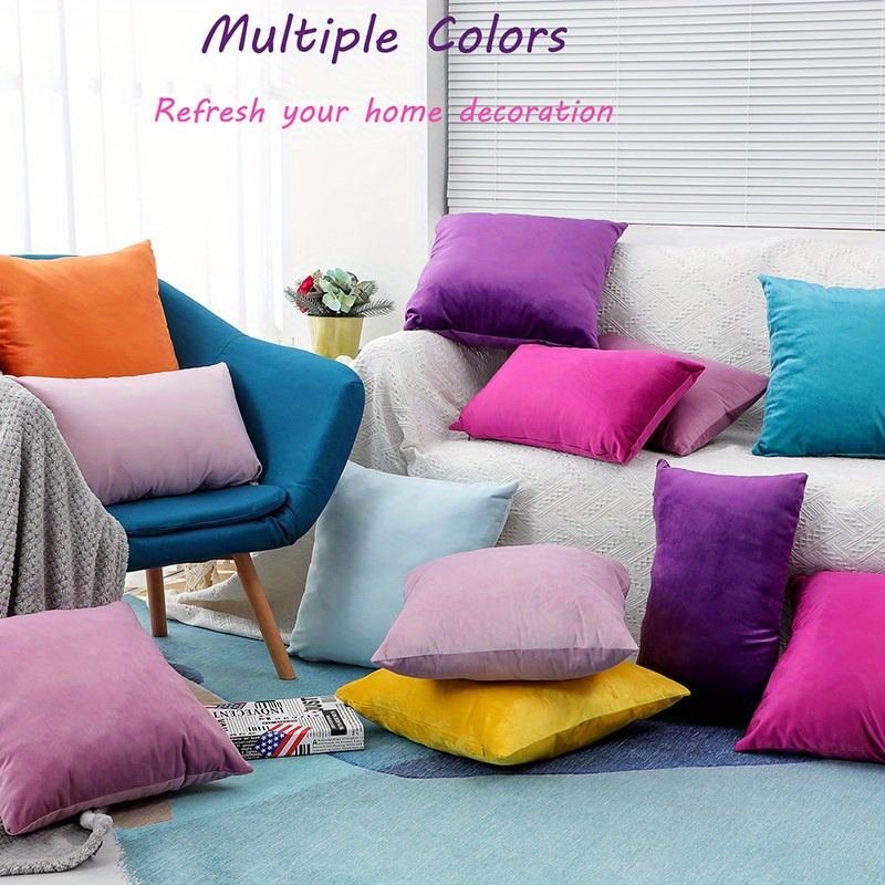 Soft Square Pillow Case Solid Color Cushion Cover - Temu