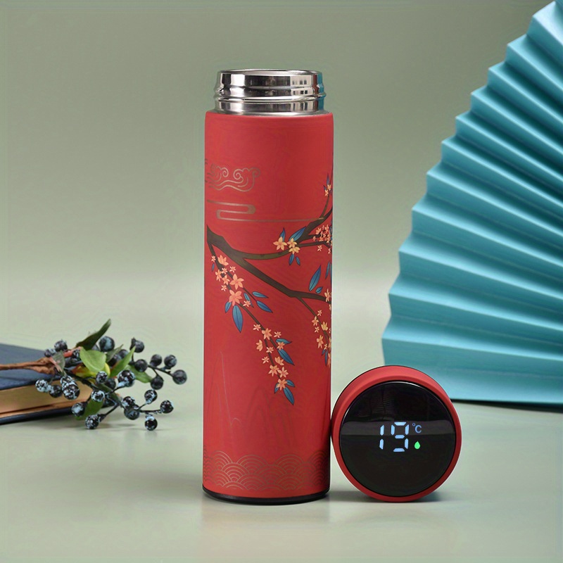 Retro Tea Infuser Thermos Smart Water Bottle Vacuum Temperature Display  Tumbler