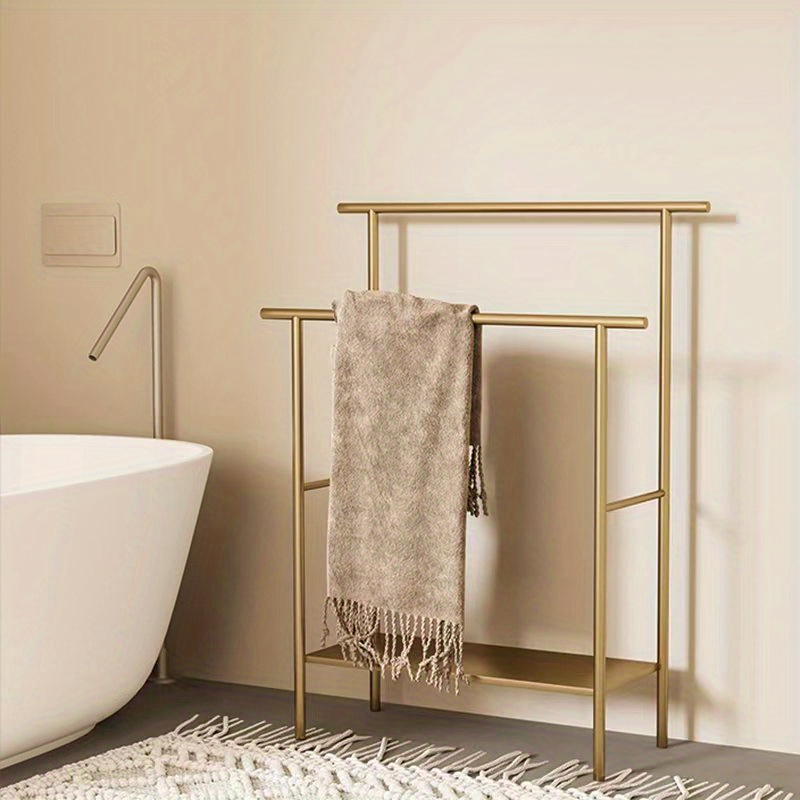 Multifunctional Storage Shelf With Towel Rod Bathroom Shower - Temu