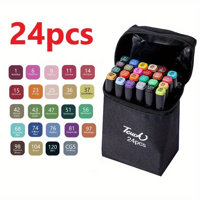 12 262pcs Large Capacity Portable Storage Bag Quick Drying Double Headed  Marker Pen Set Student Color Drawing Comic Design Full Set Marker Pens -  Office & School Supplies - Temu