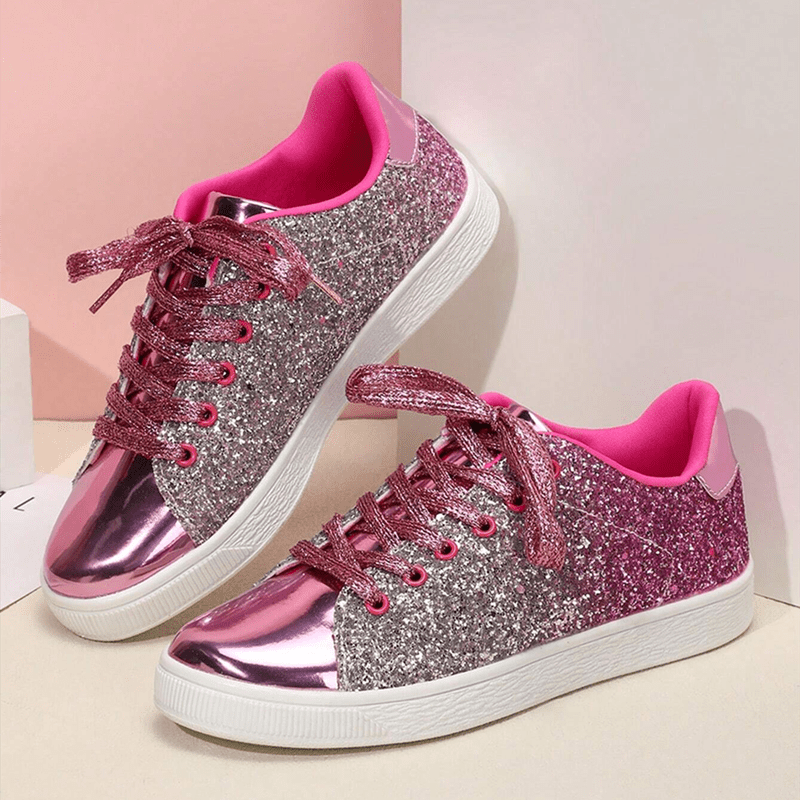 Sparkle-25 Women's Glitter Metallic Lace Up High Top Flat Fashion Sneaker  Shoes